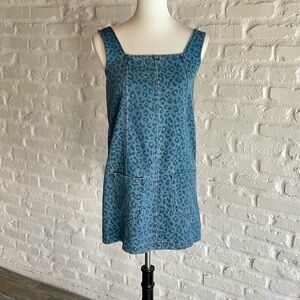 Blue Leopard Print Sleeveless Dress